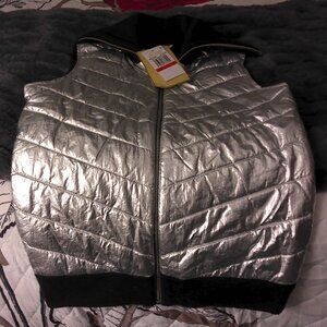 Michael Kors Silver and Black Puffer Vest - XS (NWT)